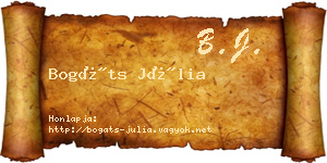Bogáts Júlia névjegykártya